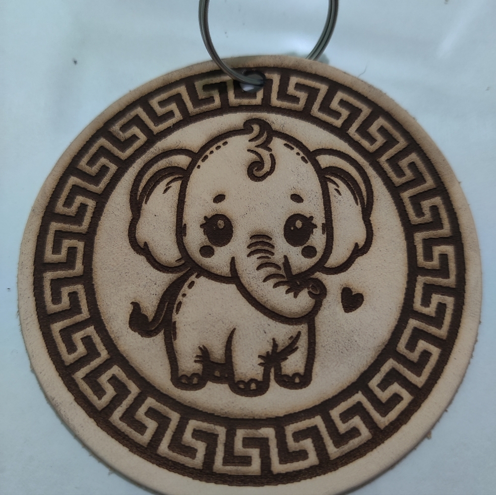 Baby elephant leather key ring
